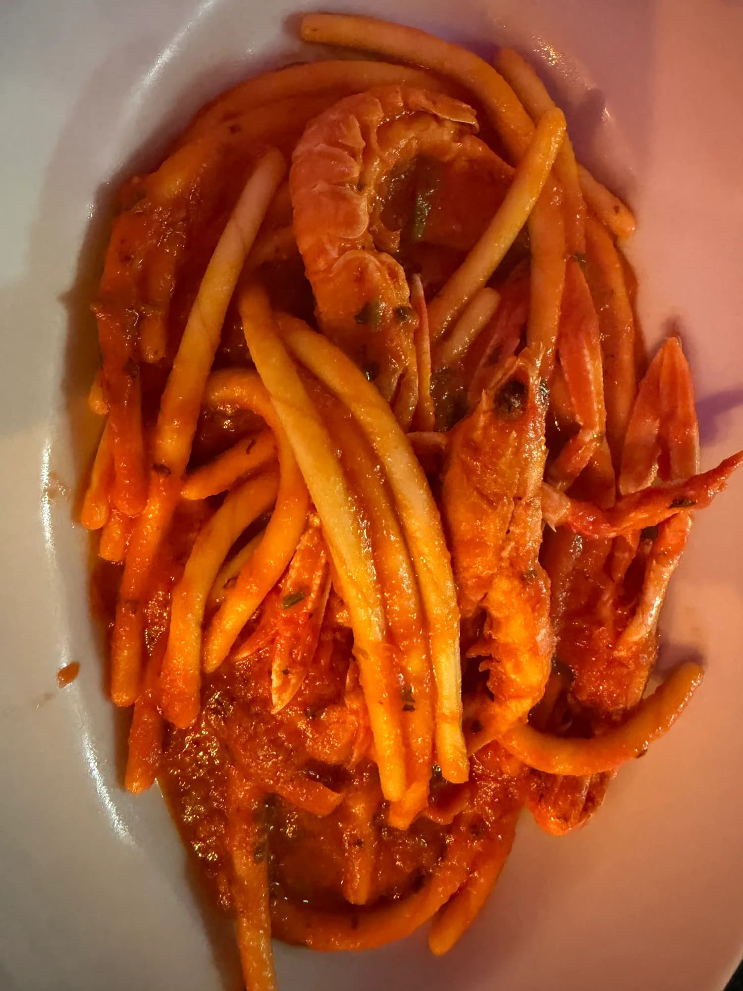 Maccarrones ortizzados con il Polpo/Scampi
