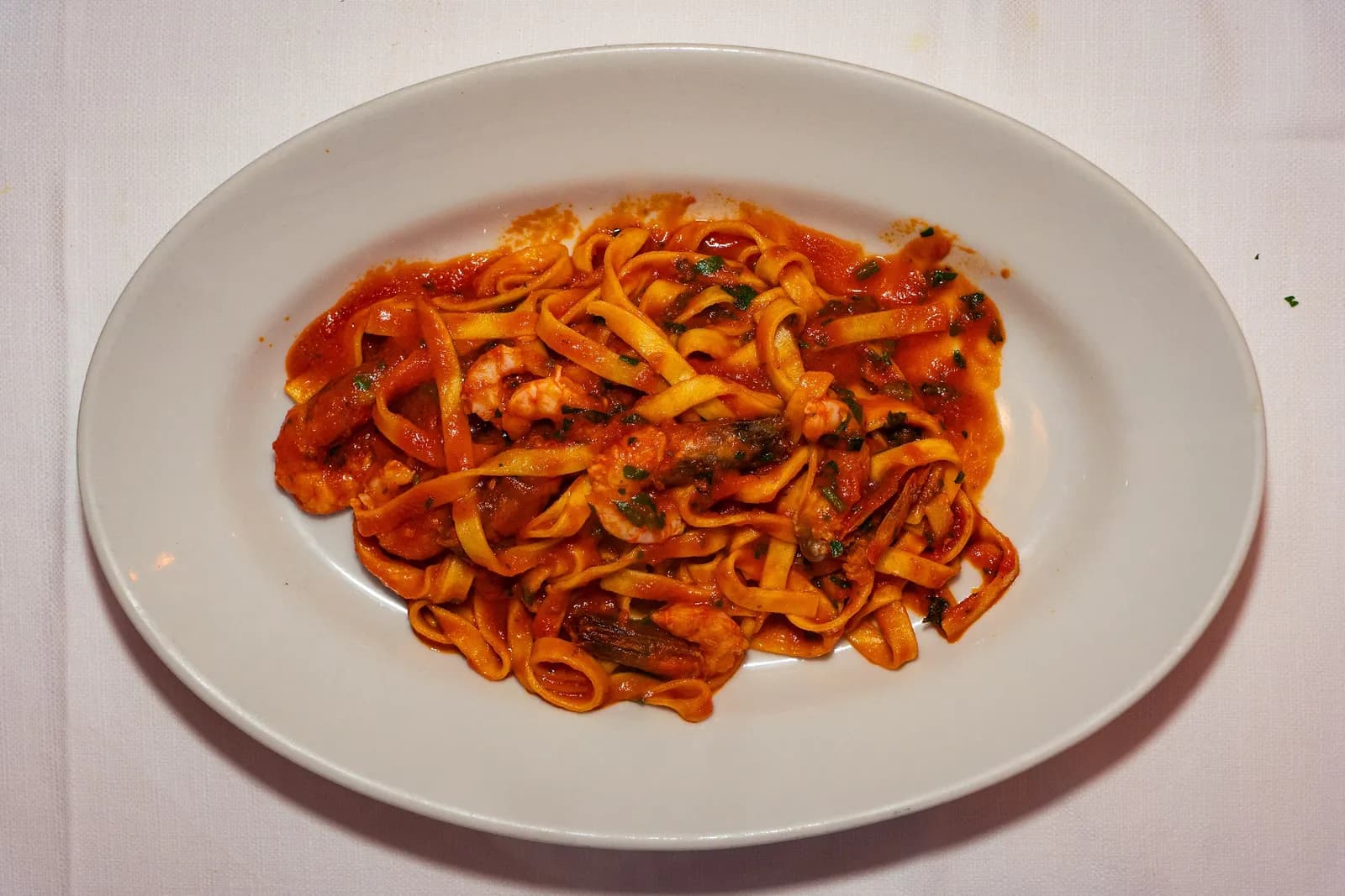Tagliatelle con gamberi freschi
